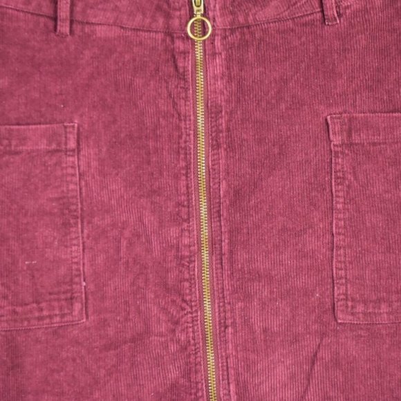 Altar'd State Skirt L Womens Front Zip Burgundy Corduroy Cotton Blend Holiday - Picture 2 of 10